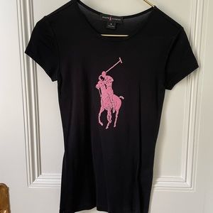 Ralph Lauren black and pink beaded tee